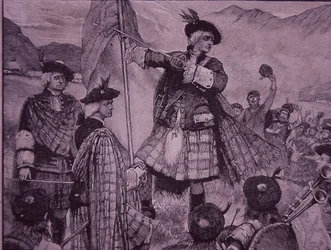 Jarl af Mar hæver jakobiternes standard i 1715 (gravering)