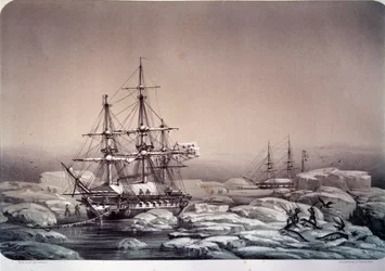 Ekspeditioner i Antarktis (sydlige pol): skibet "" Astrolabe"" (nyt navn på "Shell") af Jules Dumont d