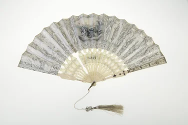 Ventilator, ca. 1850, Malet papir, ben, sølv og silke-og-metallisk trådkvast, Fremstilling ukendt