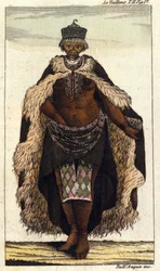 Kvindelig medlem af den sydafrikanske stamme af Hottentotter, gravering fra 1820.