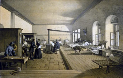 Florence Nightingale (1820 - 1910) på Scutari Hospital i Tyrkiet omkring 1855
