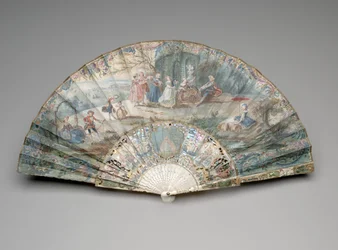 Folding fan with a pastoral scene, c.1740s-50sdani