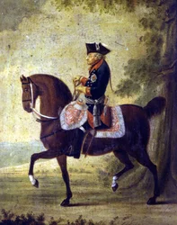 Frederik den Store, konge af Preussen (1712 - 1786). Nederst på maleriets ramme står der skrevet “”... Berlin 1776. Museo del Risorgimento. Milano
