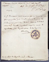 Fransk revolution: håndskrevet brev dateret 26/02/1793 fra en denomme Merlin om erobringen af byen Breda i Holland den 24. februar af general Dumouriez. Nord Lilles afdelingsarkiv