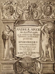 Frontispice af "Ephemerides" med Hercules og Atlas af Andreas Argoli