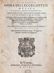 Frontispice af Toscanello i musik af Pietro Aron