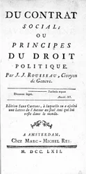 Frontispice of the Social Contract or Principles of Political Law af Jean Jacques Rousseau (1712-1778), trykt i Amsterdam i 1762