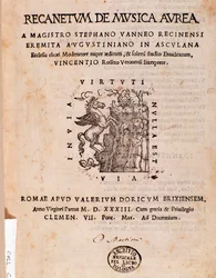 Frontispice af Recanetum de musica aurea af Stephanus Aureus