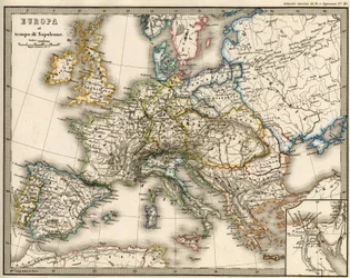 Geografisk kort over Europa på Napoleon I