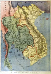 Geografisk kort over kongeriget Siam - i "" Le petit journal""