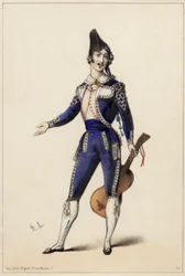 Giorgio Ronconi i rollen som Figaro i Gioacchino A. Rossinis opera Barberen fra Sevilla