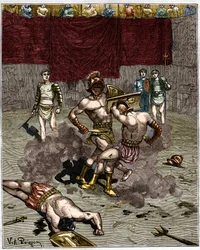 Gladiator kamp. 1800-tals gravering.