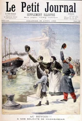 Farvel til vores soldater fra Madagaskar: afgang af den franske ekspedition til Madagaskar - i "" Le Petité Journal"" af 28/04/1895