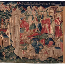 Historien om Saint Piat og Saint Eleuthère, Scene 14: Pesten knuser byen Tournai.