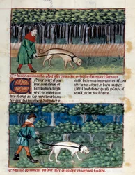 Sådan opfører du hunde Miniature taget fra ""Jagtens bog""" af Gaston III Phoebus, greve af Foix, Lord of Bearn (1331-1391)