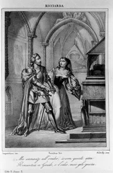 Illustration til scene 2 i 2. akt af "Ricciarda"" af den italienske digter og dramatiker Ugo Foscolo (1778-1827) 1800-tallet