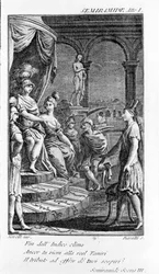 Illustration af Sémiramis, værk af Antonio Salieri (1750 - 1825). Hæfte af Pierre Metastase (eller Pietro Metastasio). 1. lov, sk. III.