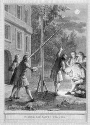 Illustration af fablen "Et dyr i månen" af Jean de la Fontaine