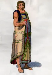 Indisk kostume fra Montevideo i Uruguay. Litografi fra slutningen af 1700-tallet. Paris, dekorativ kunst