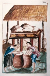 Indianere, der laver ost, fra bogen "Trujillo of Peru" eller "Codex Martinez Companion", af Baltazar Martinez Companion og Bujanda, biskop af Trujillo (1782-1785)