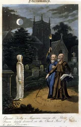 John Dee og Edward Kelly påkalder en ånd. 1825. Bibl. Morando, Milano