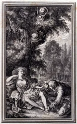 Landsbyboeren, der mistede sin kalv - i "Fortællinger og noveller på vers" af Jean La Fontaine. 1762.