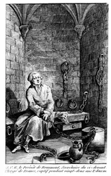 Le provost de Beaumont, sekretær for præsteskabet i Frankrig, fanget i 22 år på Bastillen - anonym gravering, Musée Carnavalet