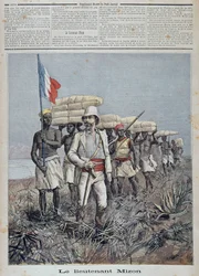 Løjtnant Mizon ledere af en udforskningskolonne i Centralafrika - i "" Le petit journal"" af 09/07/1892