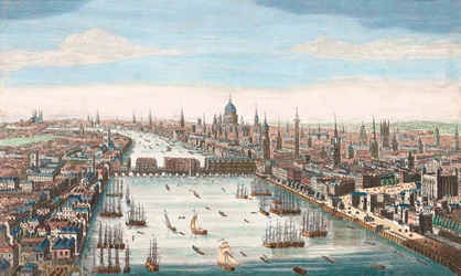 London i det 18. århundrede, udsigt op ad Themsen mod London Bridge og St Paul