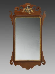 Looking Glass, ca. 1750-1820 (mahognifiner, uidentificerede sekundære træsorter, bladguld og spejlglas)