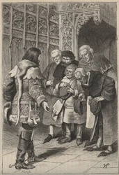 Lord Patrice Charteris and the Bourgeois of Perth - illustration fra det 19. århundrede til den historiske roman "The Pretty Girl of Perth or Valentine