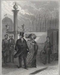 Louis Philippe og hans familie uden for Tuileries-paladset - Abdikation af Louis-Philippe I, 24. februar 1848 og etablering af den anden republik - revolution i februar 1848. Folket stormede Tuilerierne den 24. februar 1848 efter slægtninge