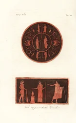 Lysander og Agesilaus II af Sparta (øverst) og Hercules i løveskind med kølle ved et offer med Deiphobus, kongen af Amiclea i Laconia, og hans kone (nederst)