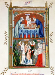 Martyrium of Saint Denis, chromolithographi ifølge dokumenter fra det 15. århundrede.