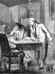 Nicholson og Carlisle nedbryder vand gennem Voltas batteri, London 2. maj 1800