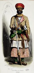 Underofficer (underofficer) cipaye (Indien) - gravering