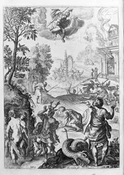 Ovid (Ovidius) - illustration til bog 15 - (P. Ovidius Nasonis Metamorphose libri XV um notis TH. Farnabii.) note af Thomas Farnaby (Farnabia) (1575-1647)