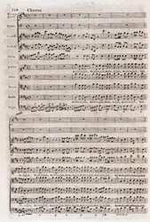 Side med partituret til koret "" Hallelujah"" i "The messiah"" (The messias) af den naturaliserede engelske tyske komponist George Frederick Handel (Georg Friedrich Handel)