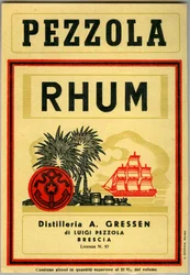Pezzola rom alkohol reklame (kromolitografi slutningen af det 19. århundrede)