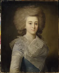 Portræt af Elisabeth Alexandrovna Stroganova (1745-1831) (Portræt af Elisaveta A. Stroganova). Anonymt maleri, olie på lærred, ca. 1770. Russisk kunst fra 1700-tallet, rokokokunst. Regionalt kunstgalleri, Tambov (Rusland).