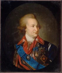Portræt af prinsen af ​​Tauris, generalmarskal og statsmand, Grigori Aleksandrovich Potemkin (eller Potiomkin) (1739-1791). (Portræt af prins Tauris, generalfeltmarskal, statsmand G. A. Potyomkin). Tsarina Catherine II