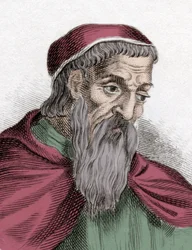 Portræt af Amerigo Vespucci (1454-1512), italiensk søfarer og opdagelsesrejsende. Gravure fra det 19. århundrede.