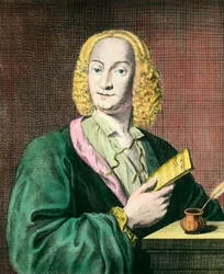 Portræt af Antonio Vivaldi (1678-1741), italiensk komponist. Stik af det 18. århundrede. Privat samling