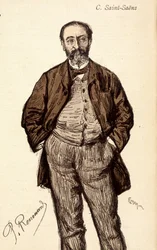 Portræt af Camille Saint Saens (Saint-Saens) (1835-1921), fransk komponist.