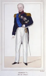 Portræt af Charles X, konge af Frankrig (1757 - 1836) gravering af 1830
