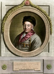 Portræt af Christian Frege (1715-1781) tysk matematiker og filosof Gravering af det 18. århundrede Privat samling