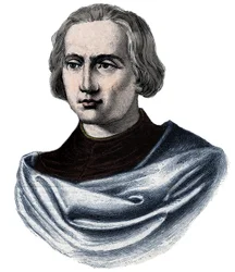 Portræt af Christoffer Columbus (Christopher Columbus, Cristoforo Colombo, Cristóbal Colón) (1451-1506), gravering fra det 19. århundrede