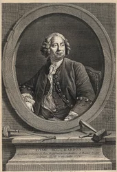 Portræt af Edme Bouchardon (1698-1762) fransk billedhugger og tegneserietegner - gravering af 1776