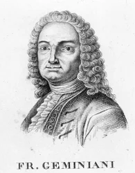 Portræt af Francesco Saverio Geminiani. Italiensk musiker (Lucca