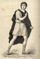 Portræt af Francois-Joseph (Francois Joseph) Talma (1763-1826), fransk skuespiller. Indgravering af det 19. århundrede.